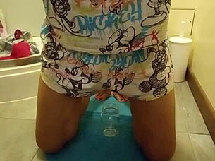 cute amateur wets panties and masturbates in bedroom