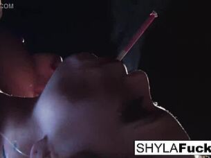 Sexy Shyla Stylezs engages in a smoking fetish scene