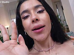 Skinny redhead takes piss and tastes big black cock