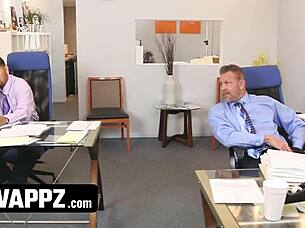 Horny Stepdads Swap Teen Stepdaughters in Office