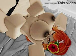 Cute Roblox Girl's Big Tits Bounce During Intense Pussy Destruction