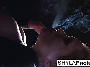 Sexy Shyla Stylezs engages in a smoking fetish scene