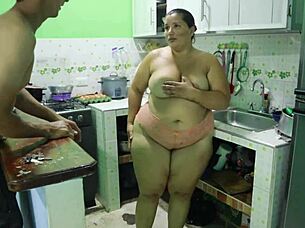 Fucking Girlfriend's Sister in Kitchen: Homemade Latina Couple Action