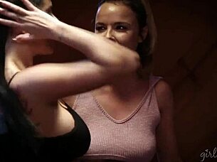 wild lesbian training session with dillion harper and romi rain