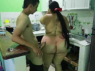 Fucking Girlfriend's Sister in Kitchen: Homemade Latina Couple Action