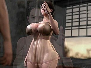 bound milf sucks cock in gym bondage