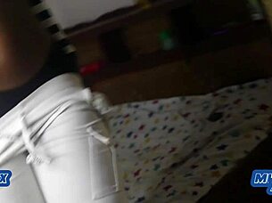 Ebony slut fucks missionary for rent! Cumshot pov.