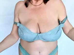 Mature Busty Milf in Stockings and High Heels Poses