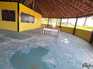 I felt intense passion fucking a hot latina in abandoned kiosk on santos beach