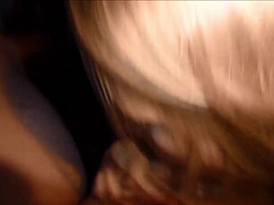 Blonde teen rides cock during camping sex outdoors