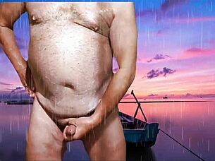 Getting hot and wet with Agarabas and OLPR, stroking my cock in public.