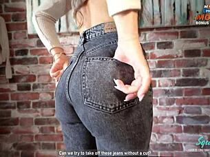 Daddy, you cut my jeans to cum in my tight pussy?