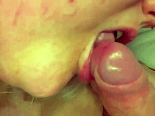 hey, wanna see this sexy blonde give a wet blowjob?