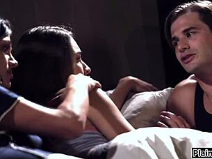 i-i stepmom and stepson fuck new roommate in threesome