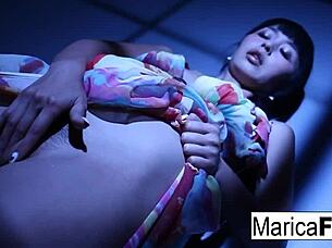japanese pornstar marica hase strips nude and masturbates