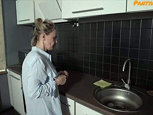 Mature Step Mommy Fucked Through Panties and Pantyhose by Son's Best Friend!