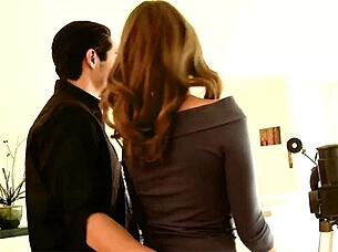 riley reid lets a lucky man cum all over her titties