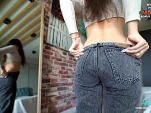 Daddy, you cut my jeans to cum in my tight pussy?