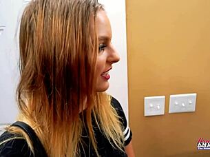 skinny brunette stella 2 masturbates and sucks a hard big boner to eat cum