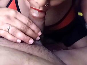 Indian amateur gives horny blowjob to big cock
