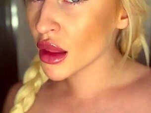 Horny Fat Blonde Slut Sucks Banana Like a Big Cock!