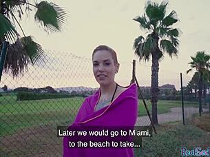 Inked Latina Gags on Cock Publicly!