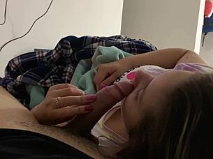 My stepsister plays with my dick.