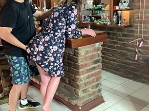 Hot milf upskirt fuck with boss and orgasm