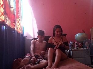 stepsister asks for homework help and i cum on her pervert face