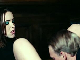 Zoe Doll, the Spanish cutie with a small waist, picks up a bar man. She drains his cock in bent-over and missionary positions.