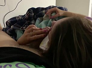 My stepsister plays with my dick.