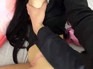 Stepsister Strips and Invites Bareback Sex