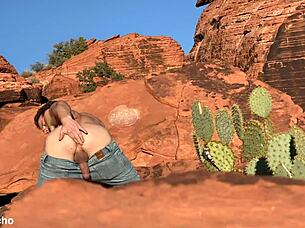 Woman Performs Anal Masturbation Outdoors