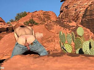 Woman Performs Anal Masturbation Outdoors