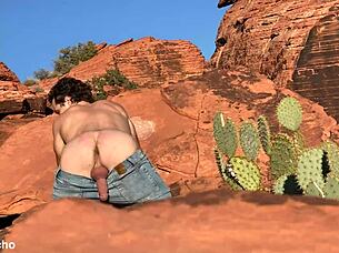 Woman Performs Anal Masturbation Outdoors