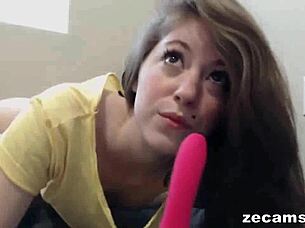 Watch Young 18+ Brunette Rub Her Small Tits and Clit with Toys on Webcam!