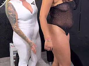 The tattoo artist sucked the client's ass until she came hard