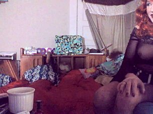 Redheaded Tranny Swallows Vibrating Dildo