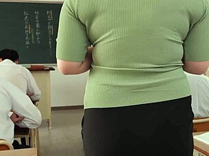 Married Teacher Rin Okae in Silent Climax Class, Getting 10X Wet from BLOWJOB and FUCKING.