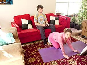 Pregnant stepsister with big tits gets fucked in living room