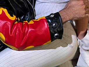 Fucking blonde slut in high heels outdoor. She rides bent over with shaved pussy exposed.