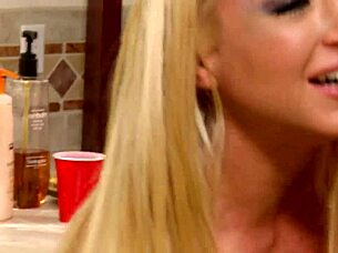 Busty brunette takes dick until cum covers face