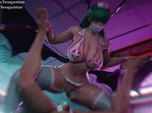 Gorgeous succubus Morrigan engages in street fight sex