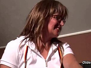 The german housewife indulges in solo play with vibrator in pantyhose.