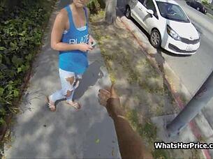 Short-haired blonde cutie picked up and fucked