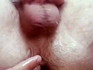 the big cuck watches his wife get assfucked by a monster cock, using toys, and cums from the anal action