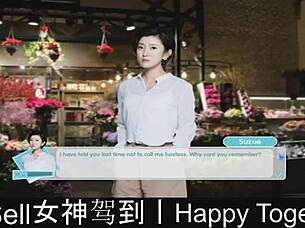 Happy couple plays dating game together