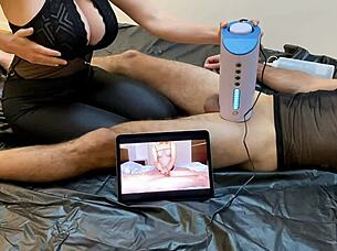 girlfriend with big boobs using blow machine on boyfriend 😍