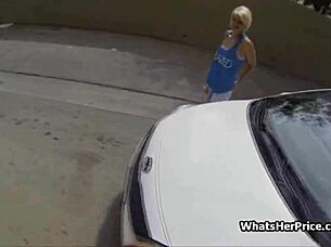 Short-haired blonde cutie picked up and fucked