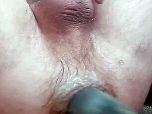 the big cuck watches his wife get assfucked by a monster cock, using toys, and cums from the anal action